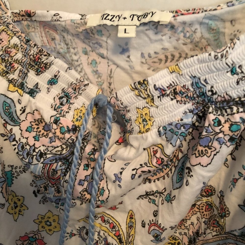 Tank Top Neck Tie Sapghetti Straps Paisley Soft Size Large Izzy & Toby NWOT - Picture 2 of 4
